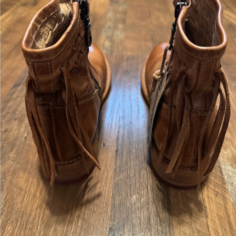 BED|STU Tan Leather Ankle Boots with Woven Detail - Picture 7 of 7